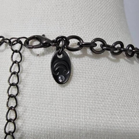 💎Charming Charlie Vintage Gun Metal Acrylic Drop Smokey Quartz Link Necklace - Picture 4 of 6